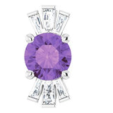 14K White Natural Amethyst &amp; 1/6 CTW Natural Diamond Pendant