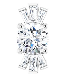 14K White Natural White Sapphire &amp; 1/6 CTW Natural Diamond Pendant
