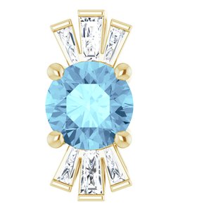 14K Yellow Natural Aquamarine &amp; 1/6 CTW Natural Diamond Pendant