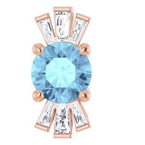 14K Rose Natural Aquamarine &amp; 1/6 CTW Natural Diamond Pendant