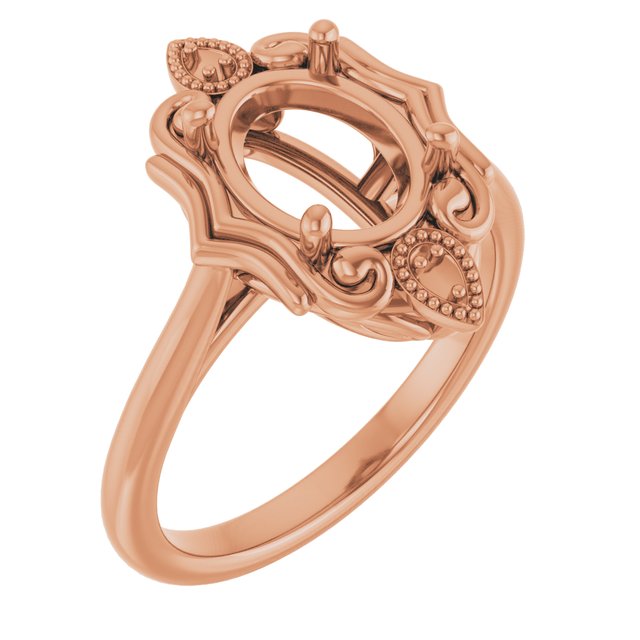 14K Rose 9x7 mm Oval Ring Mounting