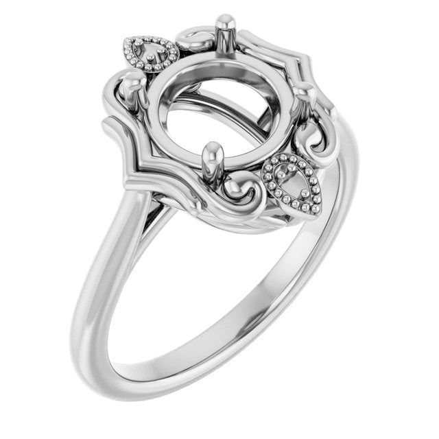 10K White 8mm Round Ring Mounting