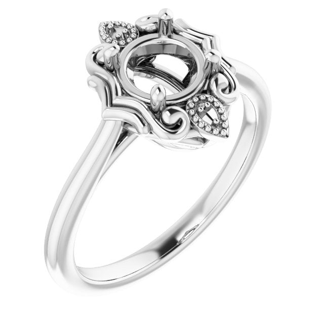 10K White 6mm Round Ring Mounting