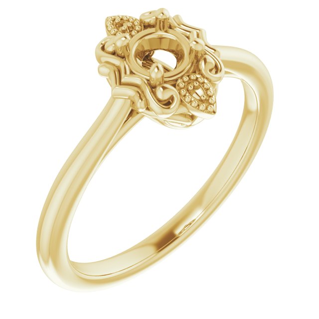 10K Yellow 4.1 mm Round Ring Mounting