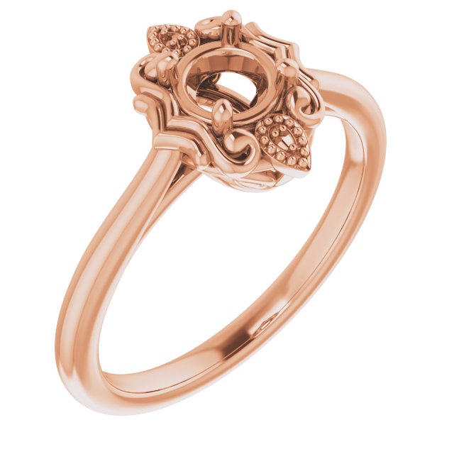 10K Rose 4.8mm Round Ring Mounting