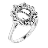 10K White 9.4mm Round Ring Mounting