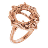 14K Rose 12mm Round Ring Mounting