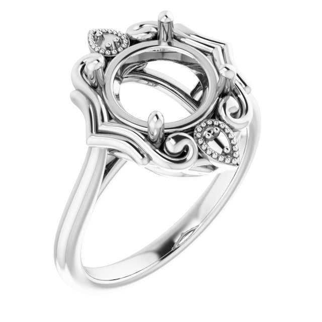 10K White 8.8mm Round Ring Mounting
