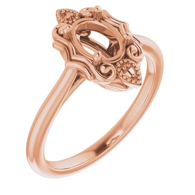 14K Rose 7x5 mm Oval Ring Mounting
