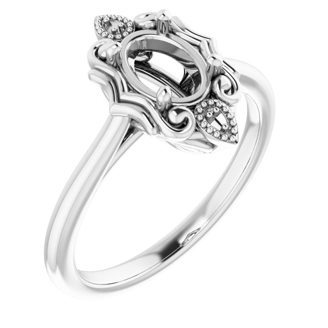 10K White 7x5 mm Oval Ring Mounting