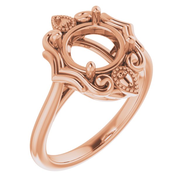 10K Rose 8.2mm Round Ring Mounting