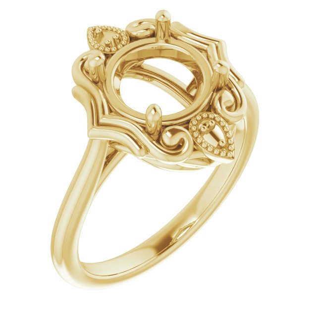 10K Yellow 8.2 mm Round Ring Mounting