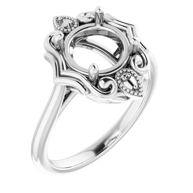 14K X1 White 8.2mm Round Ring Mounting