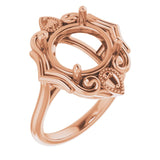 10K Rose 11mm Round Ring Mounting