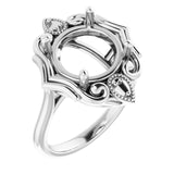 14K White 11mm Round Ring Mounting