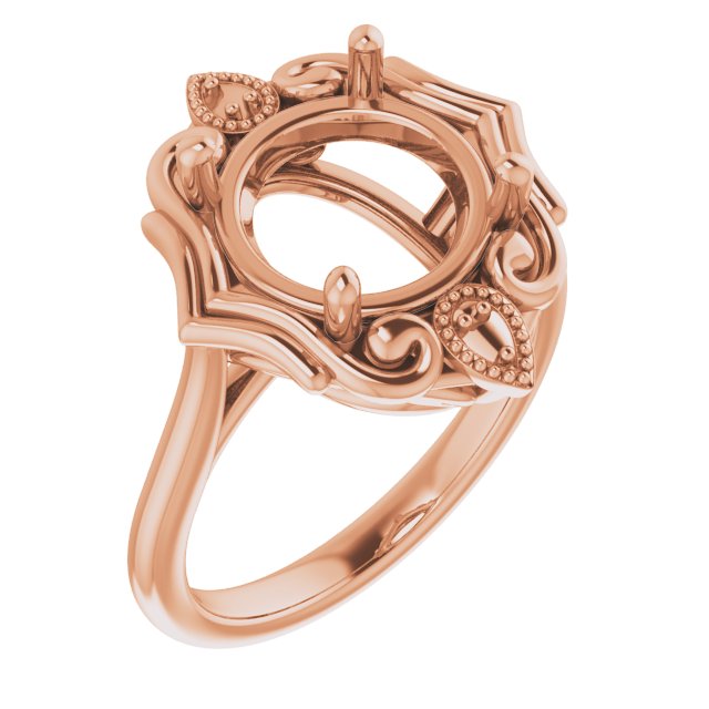 10K Rose 10mm Round Ring Mounting
