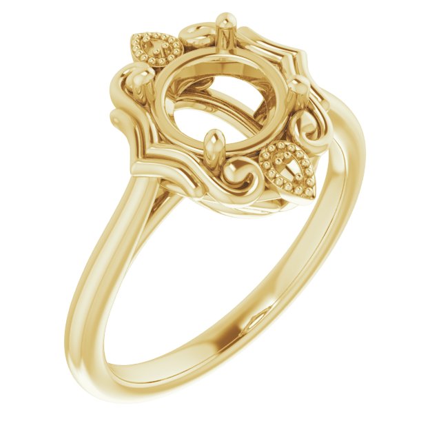 10K Yellow 7mm Round Ring Mounting