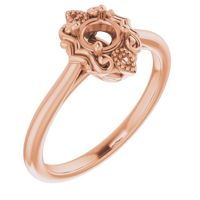 10K Rose 4.4mm Round Ring Mounting