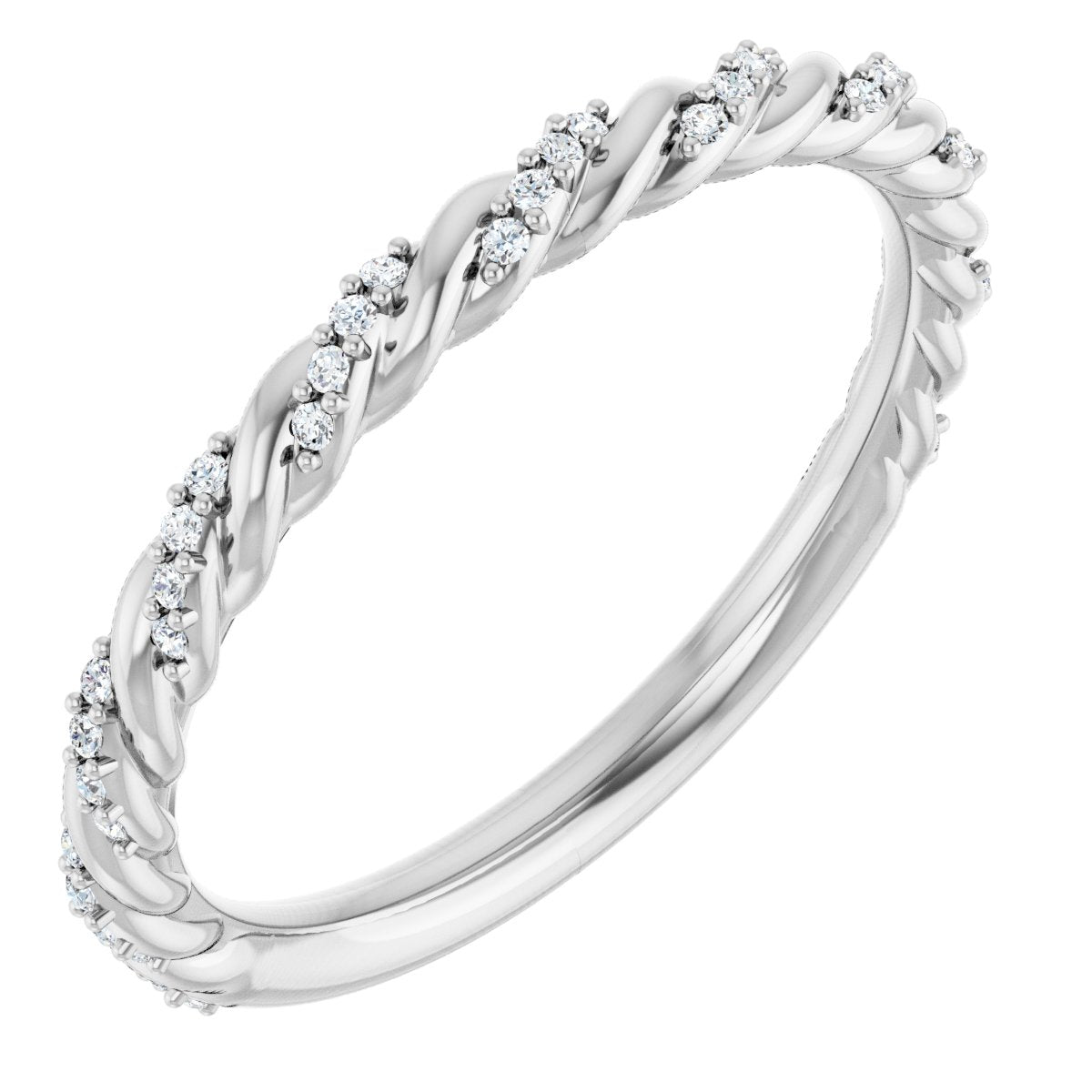 14K White Gold 1/10 CTW Natural Diamond Rope Anniversary Band