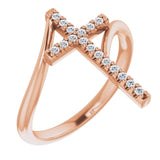 14K Rose 1/8 CTW Natural Diamond Cross Ring