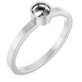 14K White 4 mm Round Bezel Set Ring Mounting