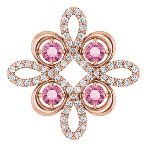14K Rose Natural Pink Tourmaline &amp; 1/8 CTW Natural Diamond Clover Pendant