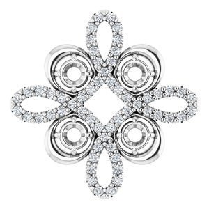 14K White 1/6 CTW Natural Diamond Semi-Set Clover Pendant