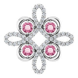 14K White Natural Pink Tourmaline &amp; 1/8 CTW Natural Diamond Clover Pendant