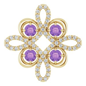 14K Yellow Natural Amethyst &amp; 1/6 CTW Natural Diamond Pendant