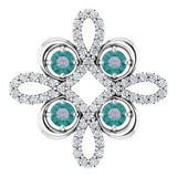 14K White Lab-Grown Alexandrite &amp; 1/6 CTW Diamond Clover Pendant