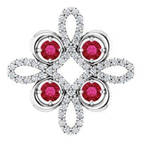 14K White Natural Ruby &amp; 1/6 CTW Natural Diamond Clover Pendant