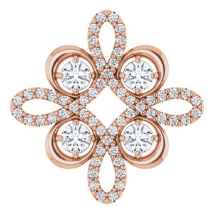 14K Rose 3/8 CTW Natural Diamond Clover Pendant
