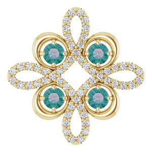 14K Yellow Lab-Grown Alexandrite &amp; 1/6 CTW Diamond Clover Pendant