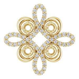 14K Yellow 1/6 CTW Natural Diamond Semi-Set Clover Pendant