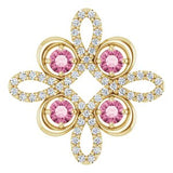 14K Yellow Natural Pink Tourmaline &amp; 1/8 CTW Natural Diamond Clover Pendant