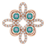 14K Rose Lab-Grown Alexandrite &amp; 1/6 CTW Diamond Clover Pendant