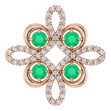 14K Rose Natural Emerald &amp; 1/6 CTW Natural Diamond Clover Pendant