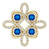 14K Yellow Lab-Grown Blue Sapphire &amp; 1/6 CTW Diamond Clover Pendant