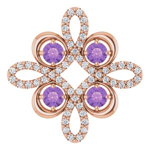 14K Rose Natural Amethyst &amp; 1/6 CTW Natural Diamond Pendant
