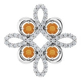 14K White Natural Citrine &amp; 1/8 CTW Natural Diamond Clover Pendant