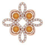 14K Rose Natural Citrine &amp; 1/6 CTW Natural Diamond Clover Pendant