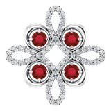 14K White Natural Mozambique Garnet &amp; 1/6 CTW Natural Diamond Clover Pendant