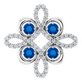 14K White Lab-Grown Blue Sapphire &amp; 1/6 CTW Diamond Clover Pendant