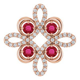 14K Rose Lab-Grown Ruby &amp; 1/6 CTW Diamond Clover Pendant