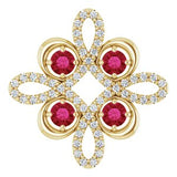 14K Yellow Natural Ruby &amp; 1/6 CTW Natural Diamond Clover Pendant