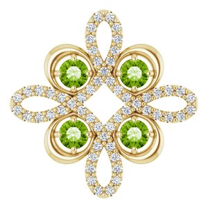 14K Yellow Natural Peridot &amp; 1/8 CTW Natural Diamond Clover Pendant