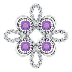14K White Natural Amethyst &amp; 1/6 CTW Natural Diamond Pendant