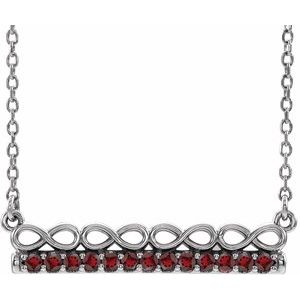 14K White Natural Mozambique Garnet Infinity-Inspired Bar 18" Necklace