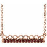 14K Rose Natural Mozambique Garnet Infinity-Inspired Bar 16" Necklace