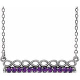 Platinum Natural Amethyst Infinity-Inspired Bar 18" Necklace